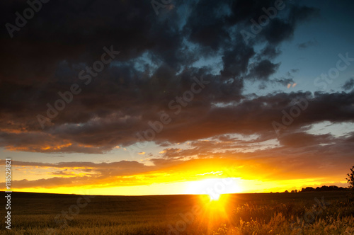 Beautiful sunset over fields