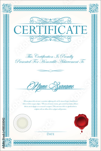 Certificate or diploma retro vintage template