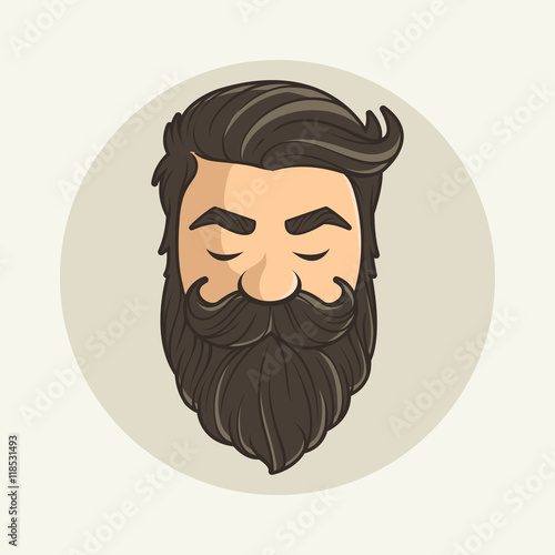 Head hipster mustache and beard