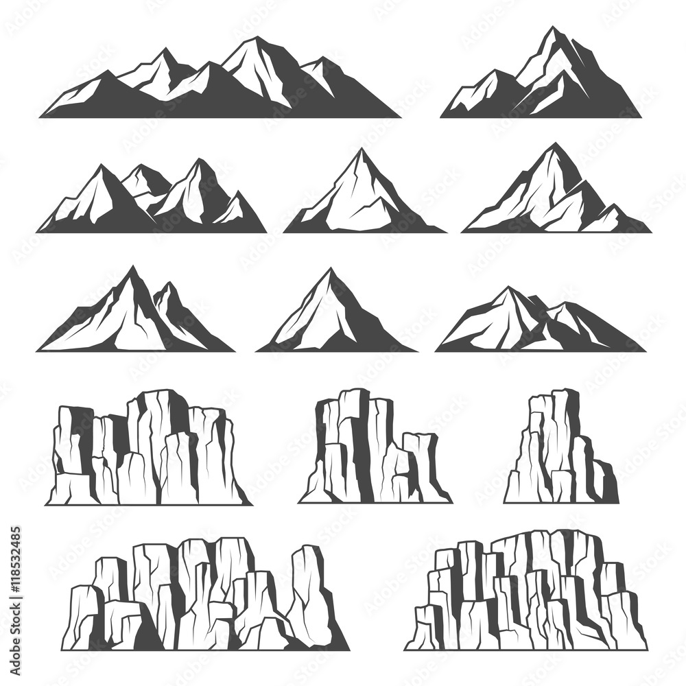 Obraz premium Ikony gór i klifów