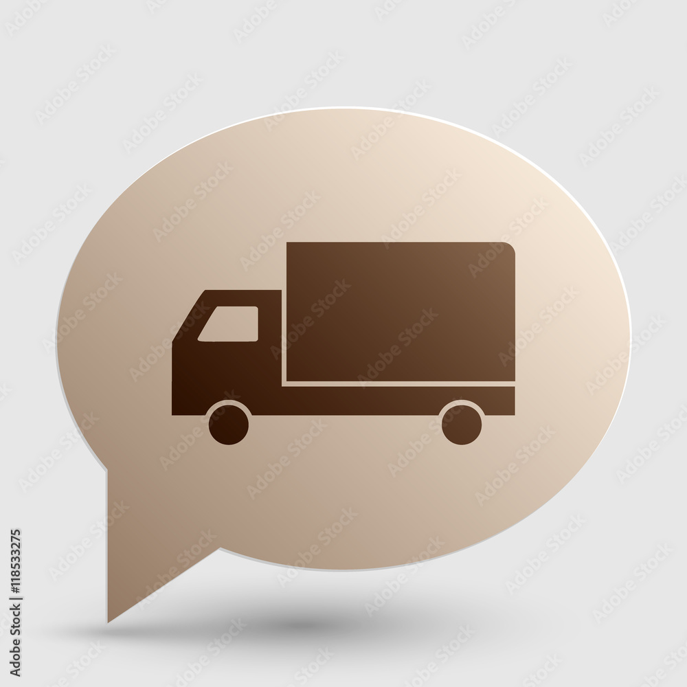 Delivery sign illustration. Brown gradient icon on bubble with shadow. Delivery sign illustration. Brown gradient icon on bubble with shadow.