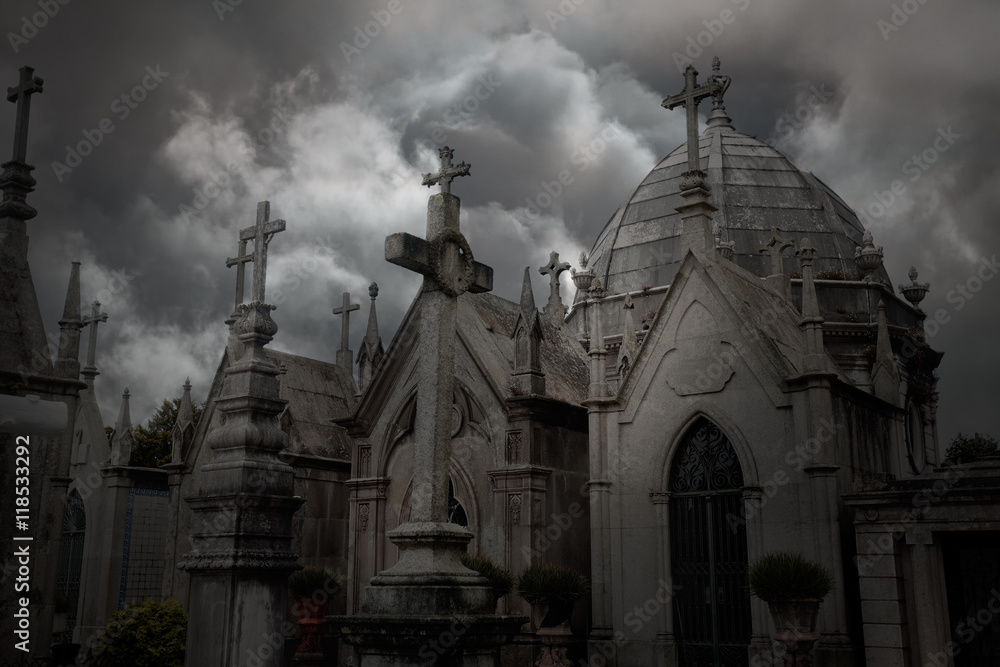 Dramatic cloudy cemetery Dramatic cloudy cemetery
