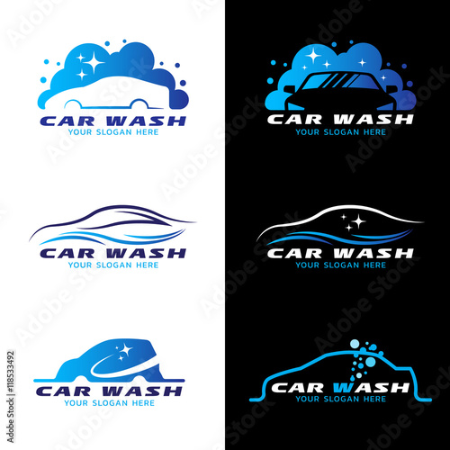 car wash service logo vector set design