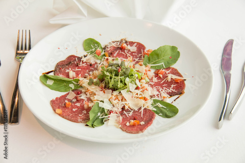 Carpaccio made from slice beet
