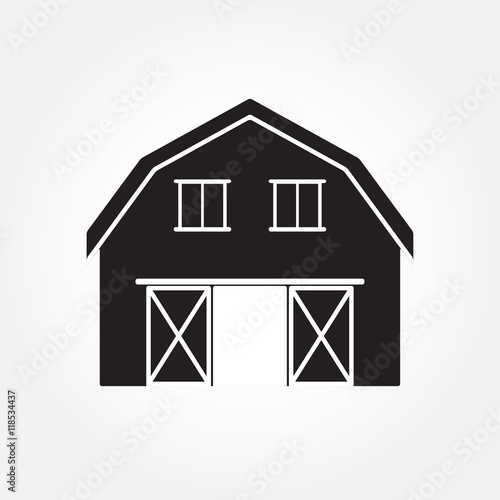 Barn house icon or sign isolated on white background. Vector illustration.