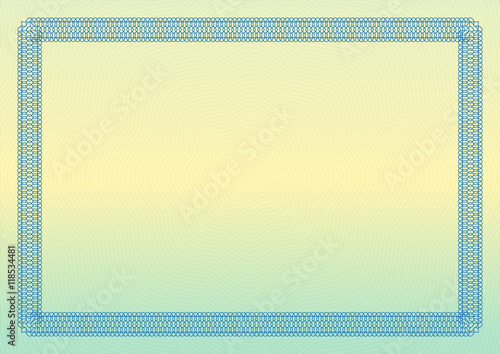 Certificate, diploma or voucher template with ornamental border. Vector illustration.