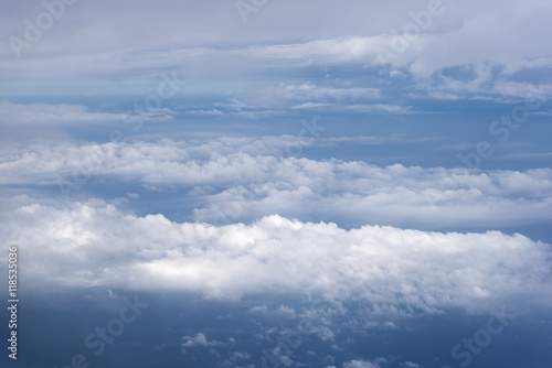 Fototapeta Naklejka Na Ścianę i Meble -  blue sky with clouds aerial view from airplane