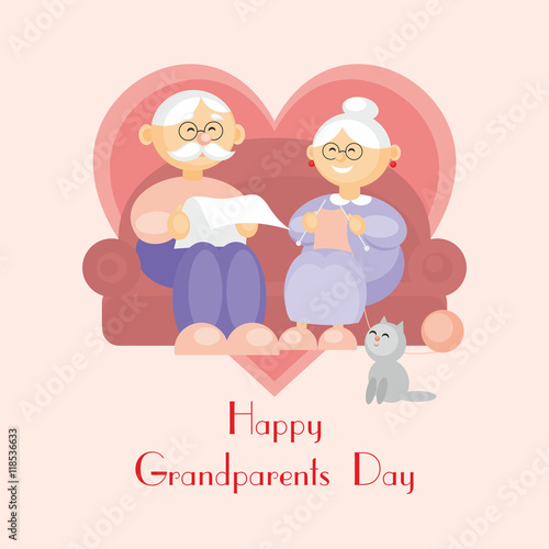 grandparents day greeting card with the image of the grandmother and grandfather