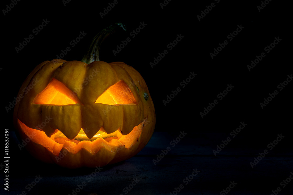 Halloween pumpkin head jack in darkness night Halloween pumpkin head jack in darkness night