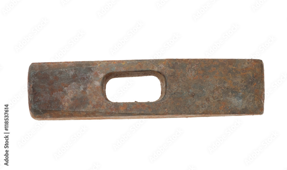 Head of an old rusty hammer isolated on white background Head of an old rusty hammer isolated on white background