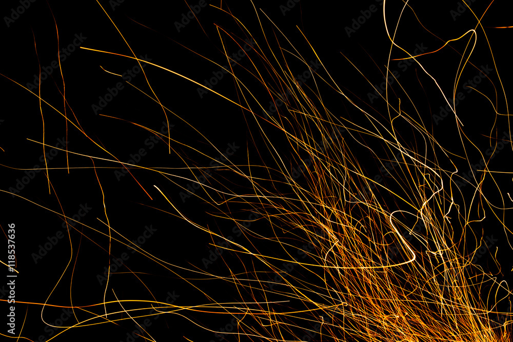 Dancing flames and sparks isolated on black Dancing flames and sparks isolated on black