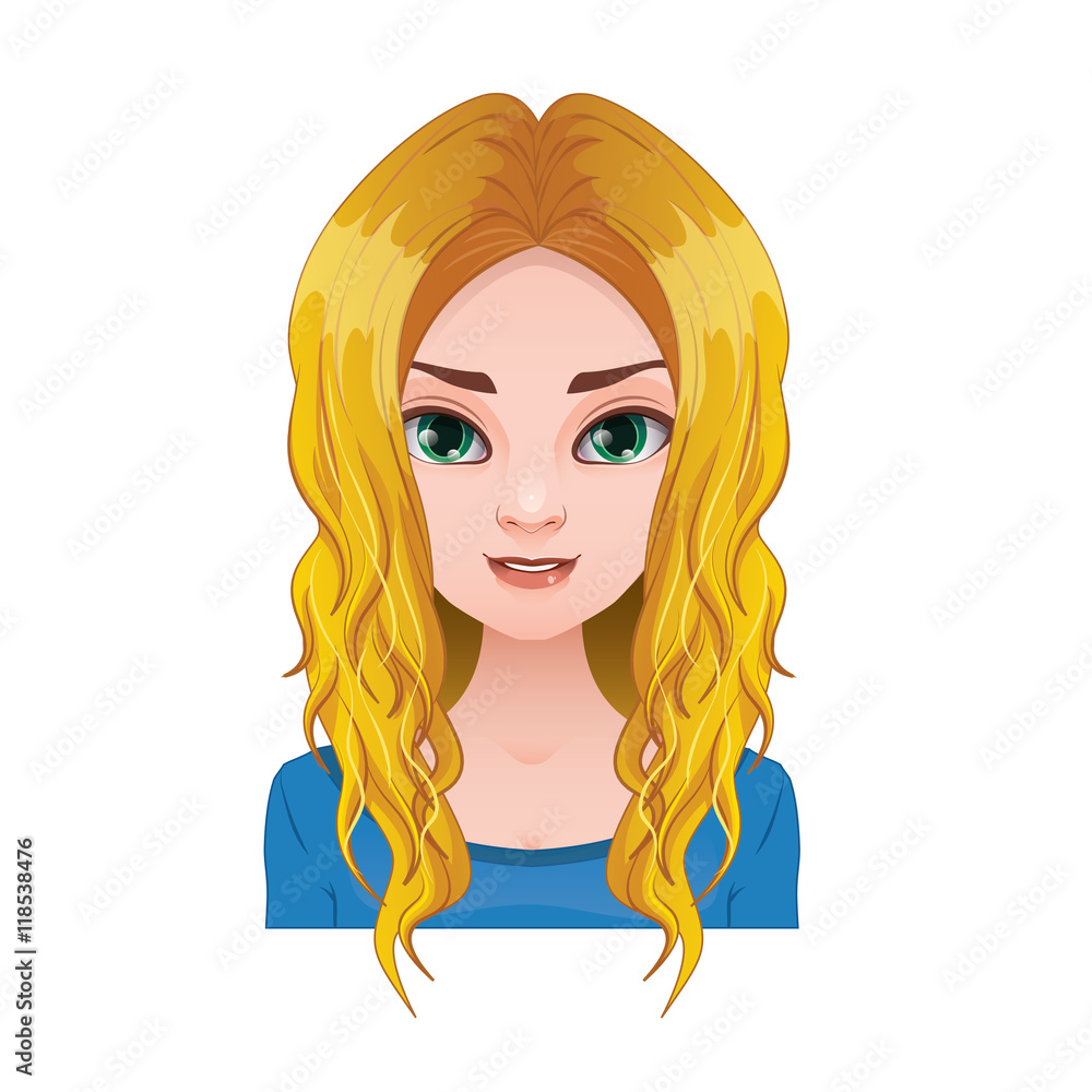 Blonde woman with long wavy hair Blonde woman with long wavy hair