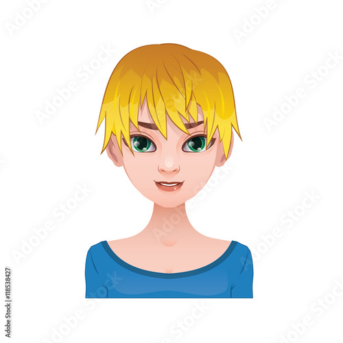 Blonde woman with short spiky hair