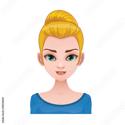 Blonde woman with hair in a tight bun