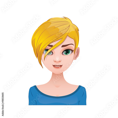 Blonde woman with short and stylish hair