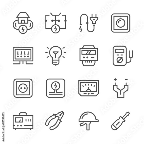 Set line icons of electricity