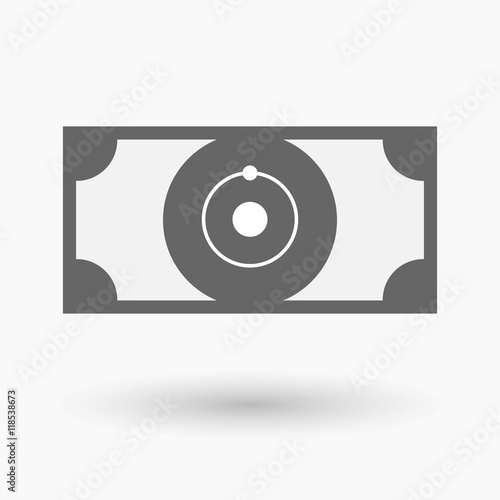 Isolated bank note icon with an atom
