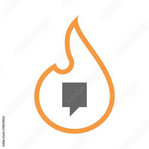 Isolated isolated line art flame icon with a tooltip