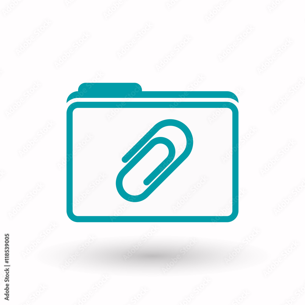Isolated line art folder icon with a clip Isolated line art folder icon with a clip