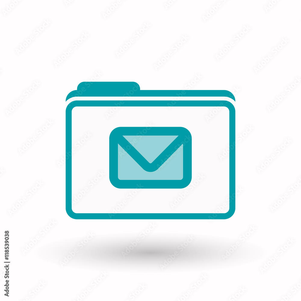 Isolated line art folder icon with an envelope Isolated line art folder icon with an envelope