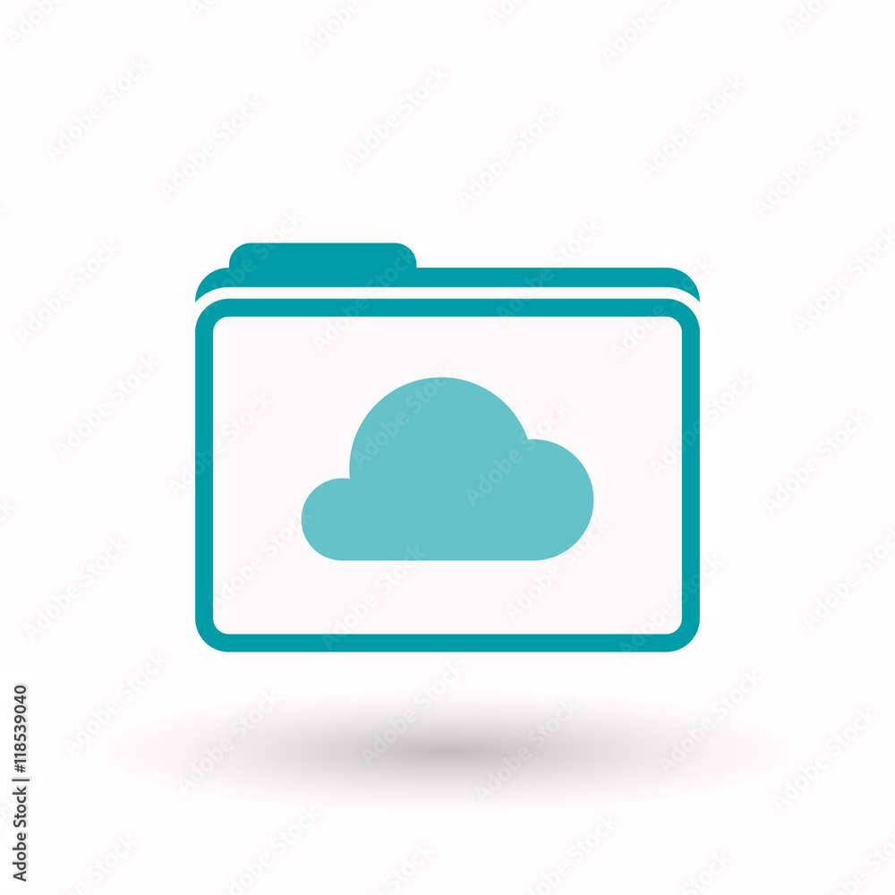 Isolated line art folder icon with a cloud Isolated line art folder icon with a cloud