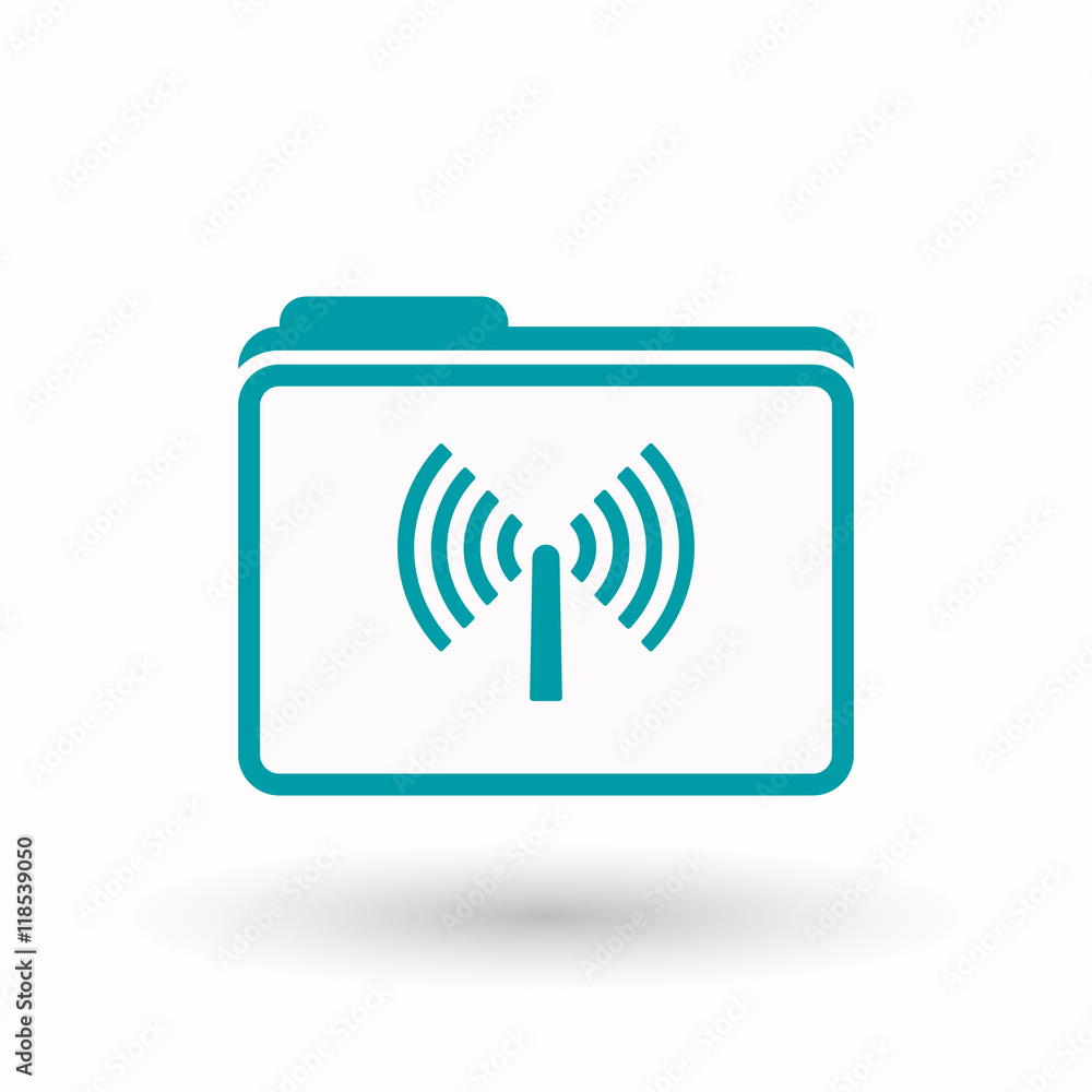 Isolated line art folder icon with an antenna Isolated line art folder icon with an antenna