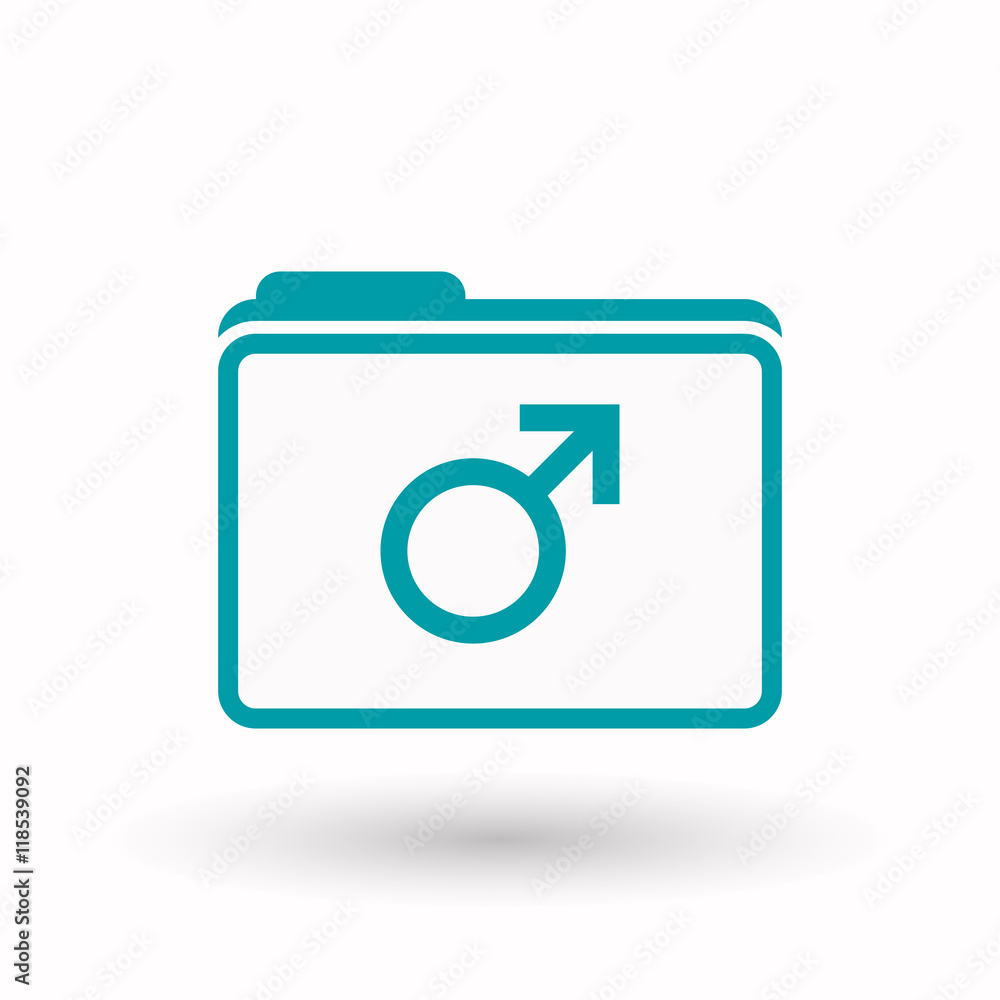 Isolated line art folder icon with a male sign Isolated line art folder icon with a male sign