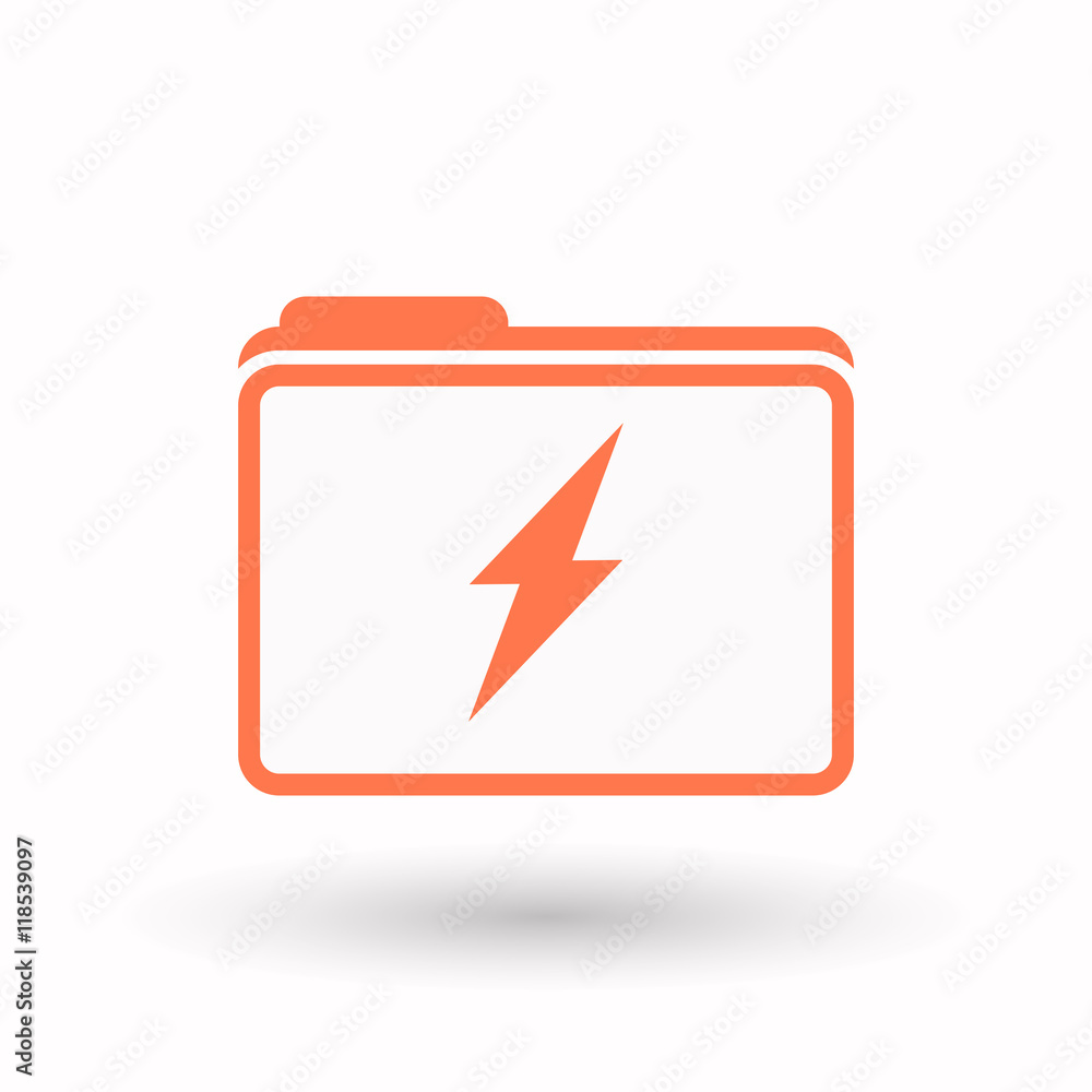 Isolated line art folder icon with a lightning Isolated line art folder icon with a lightning