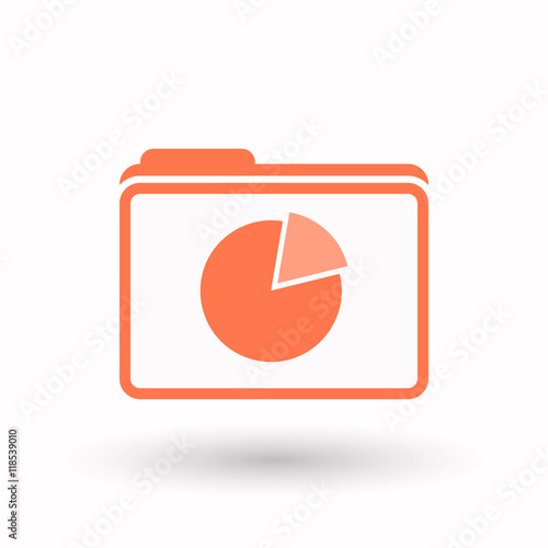 Isolated  line art  folder icon with a pie chart
