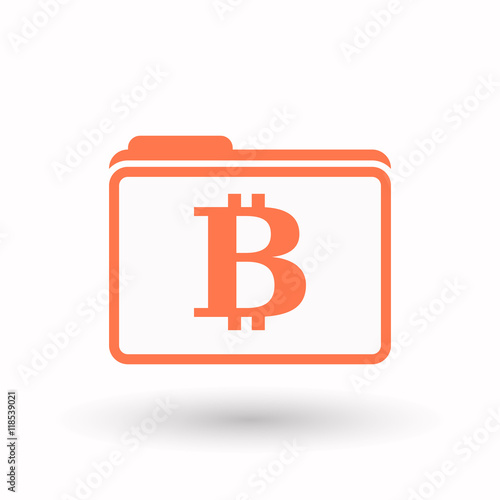 Isolated  line art  folder icon with a bit coin sign