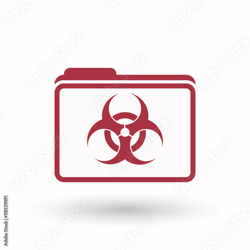 Isolated  line art  folder icon with a biohazard sign
