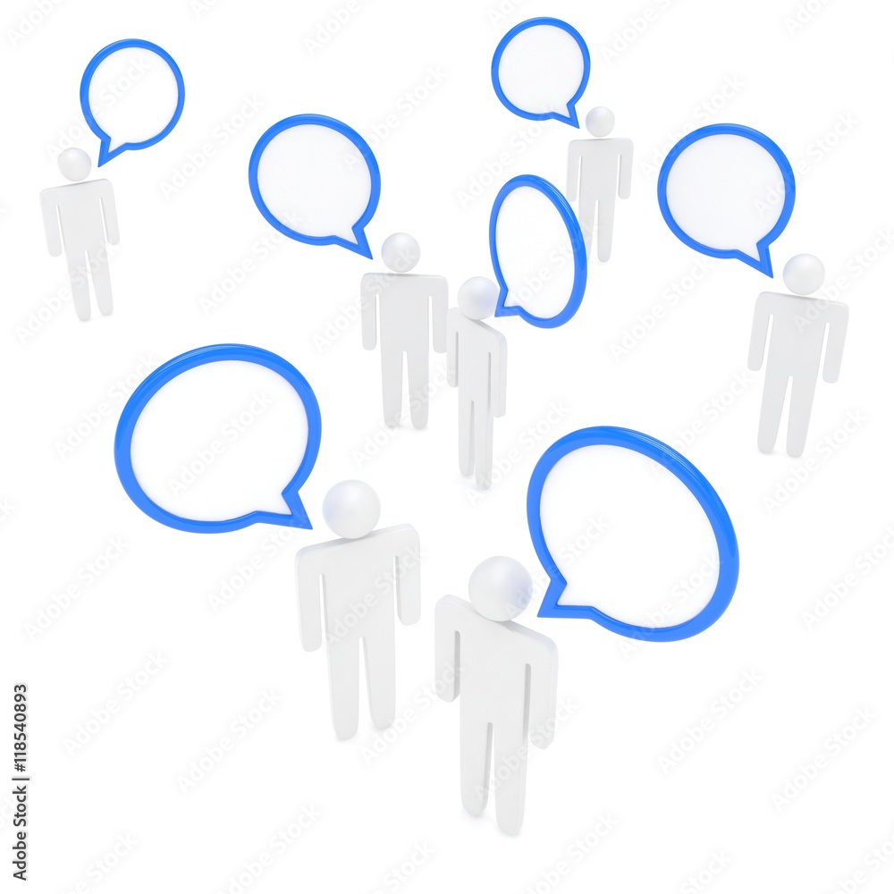 people with talk bubbles isolated over a white background. 3d rendering. people with talk bubbles isolated over a white background. 3d rendering.