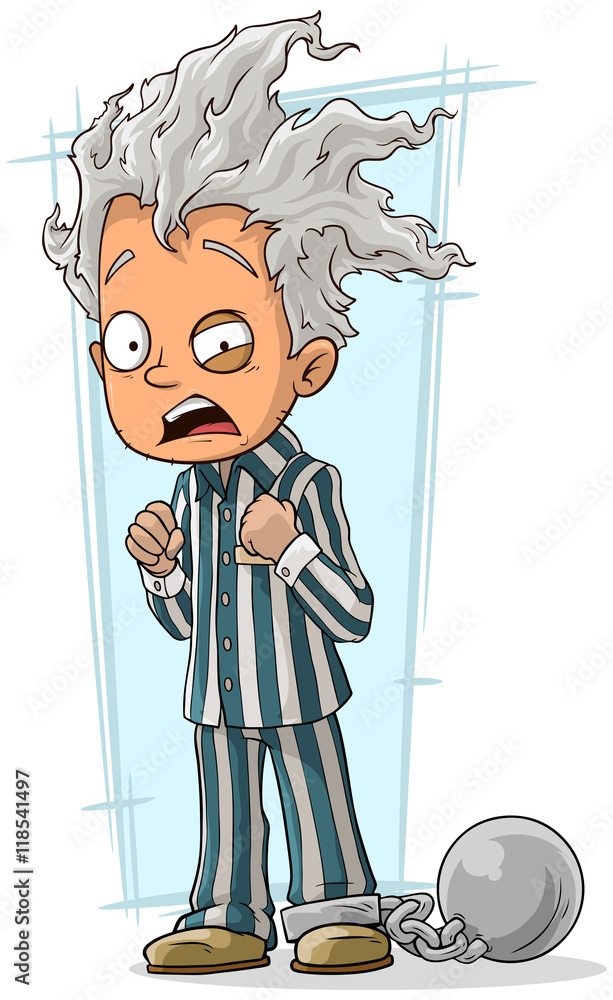 Cartoon crazy man in prisoner robe 素材庫向量圖| Adobe Stock