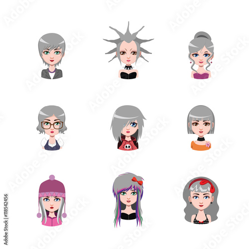 Women avatar with gray hair #1