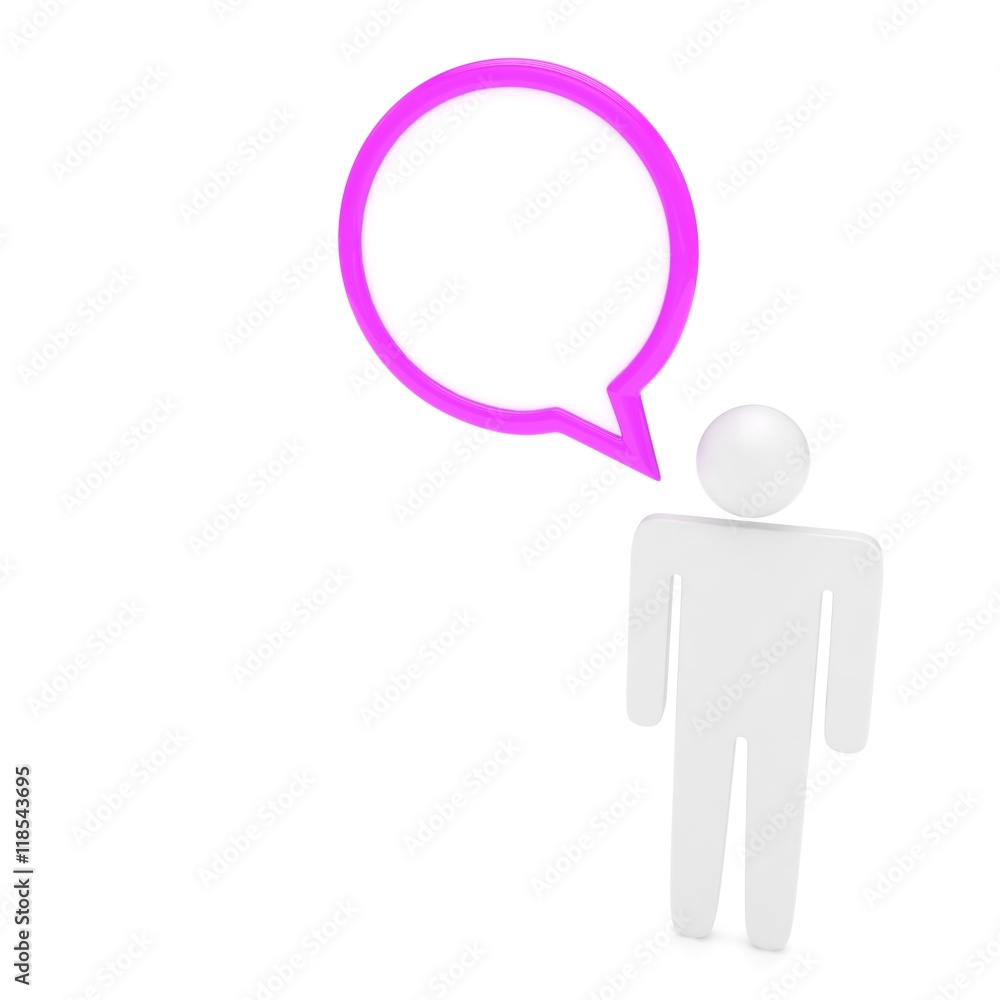 3d man with talk bubbles isolated over a white background. 3d rendering.