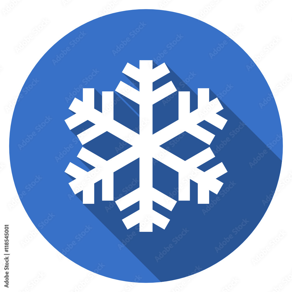 Flat design blue round web snow vector icon Flat design blue round web snow vector icon