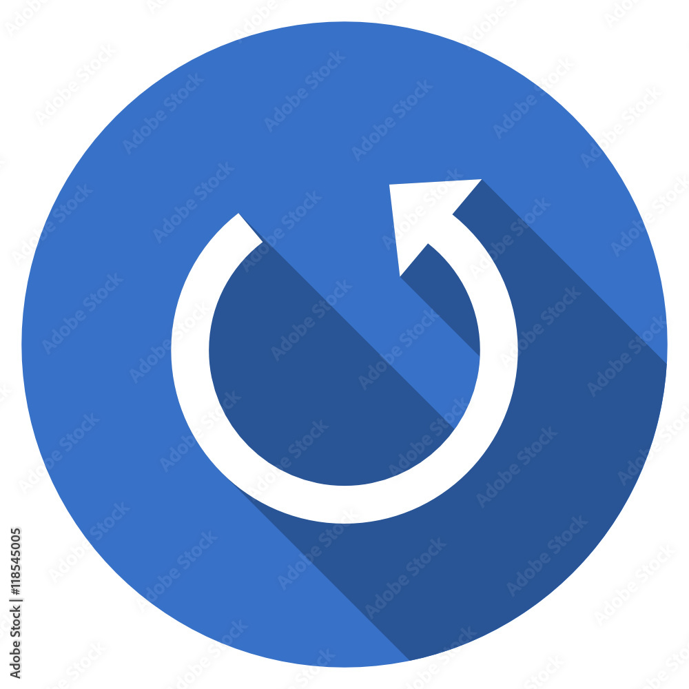 Flat design blue round web rotate vector icon Flat design blue round web rotate vector icon