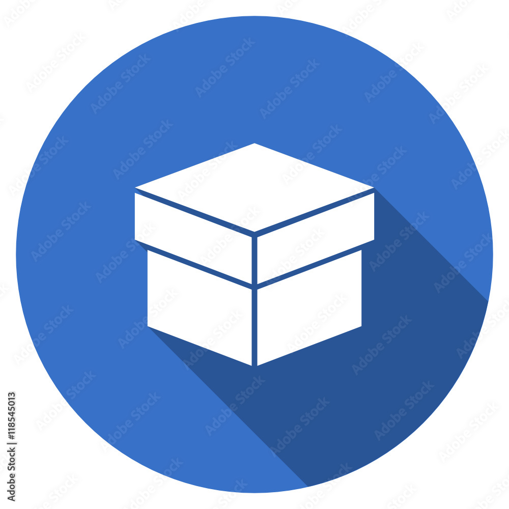 Flat design blue round web box vector icon Flat design blue round web box vector icon