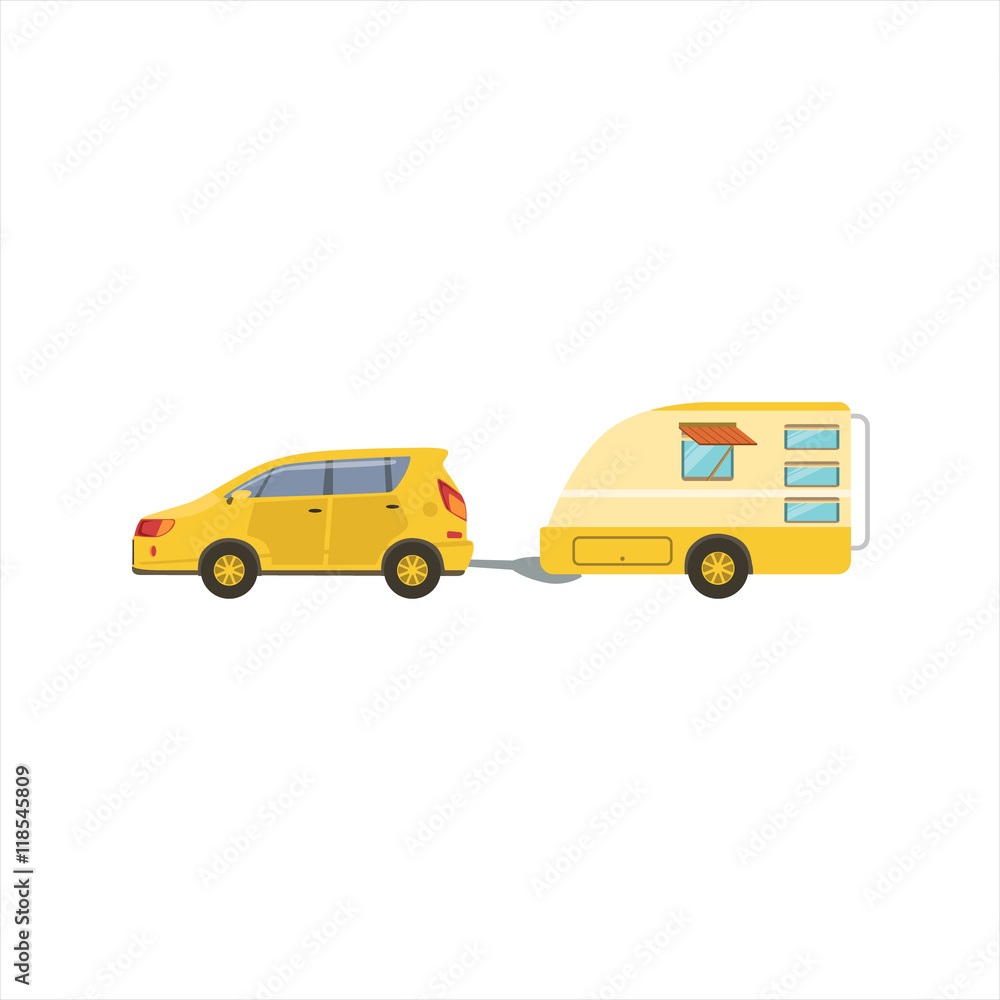 Yellow Car Pulling The Trailer
