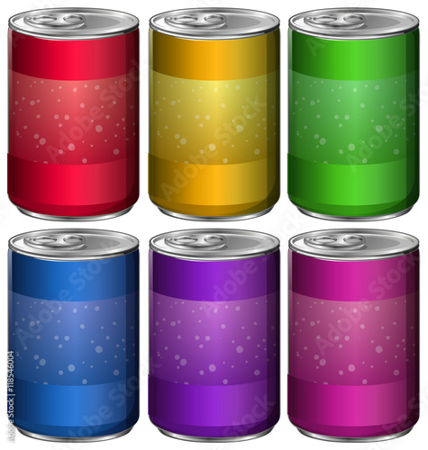 Aluminum cans in six different colors
