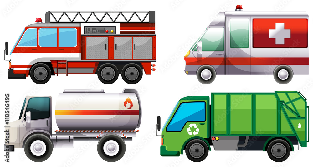Different types of service trucks