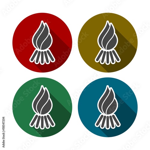 Bonfire. Single flat icon on the circle. Vector illustration