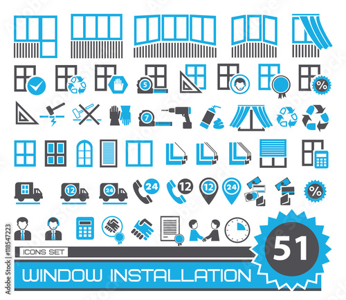 set of blue and gray repair icons