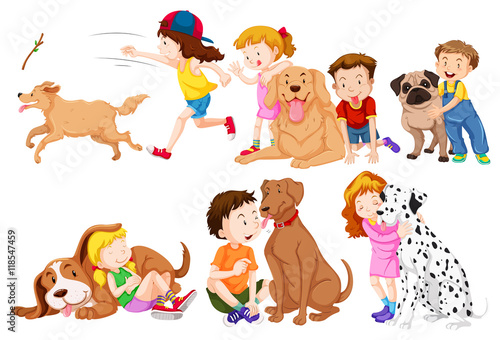 Kids and their pet dogs © blueringmedia