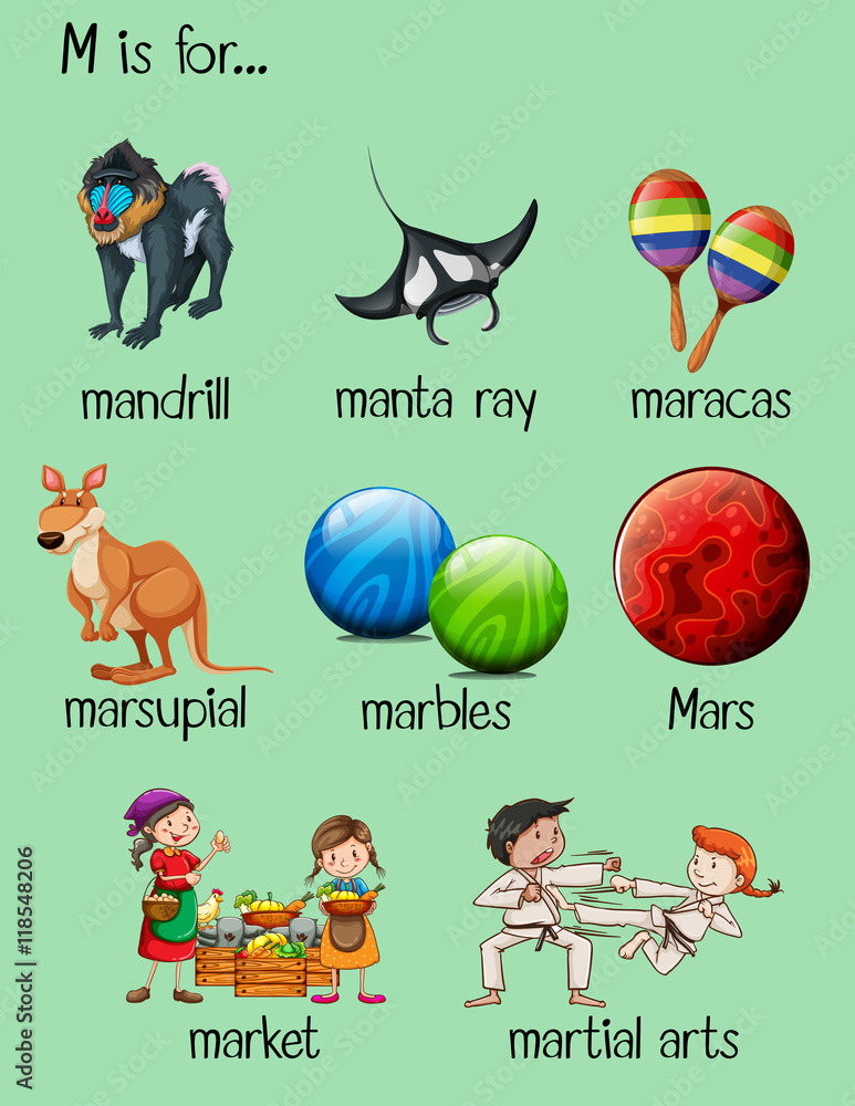 Many words begin with letter M Many words begin with letter M