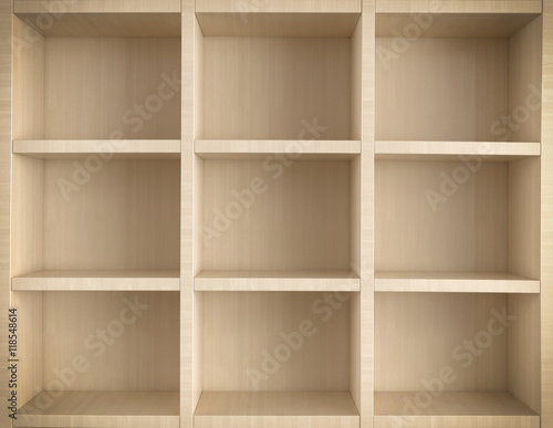 Wooden shelf with empty racks
