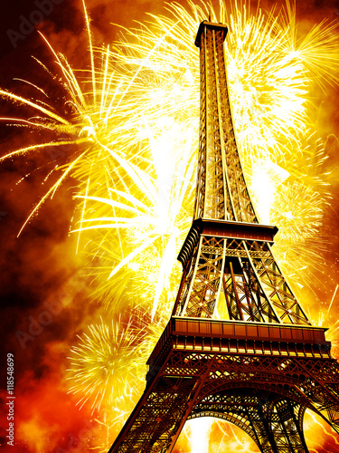 eiffel with fireworks © adimas