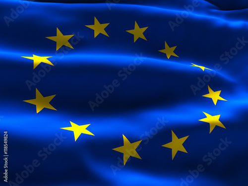 European Union Flag Waving in the Wind - 3d illustration