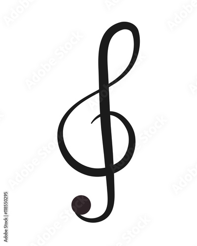 flat design g clef note icon vector illustration