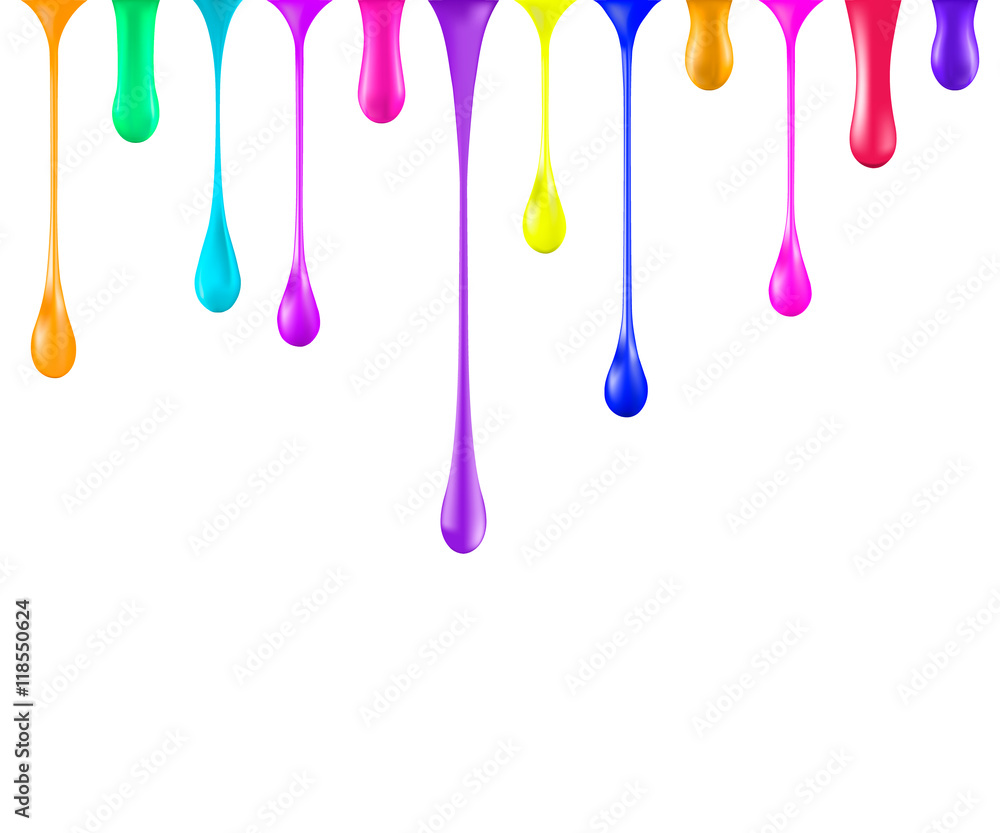 Rainbow glossy paint drop blobs isolated on white. vector. 3d illustrator. Falling nail polish drops. Gradient mesh. Toxic vivid bright colors Rainbow glossy paint drop blobs isolated on white. vector. 3d illustrator. Falling nail polish drops. Gradient mesh. Toxic vivid bright colors